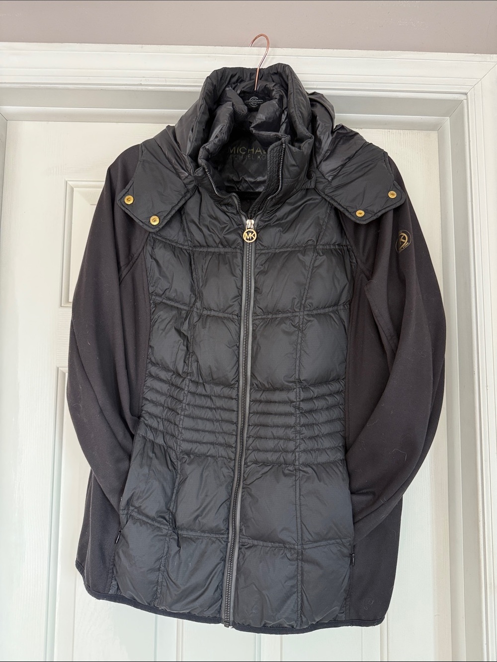 Michael Kors Black Quilted Hybrid Jacket